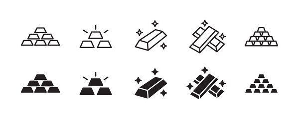 Gold icon set. Vector graphic illustration. Suitable for website design, logo, app, template, and ui. 