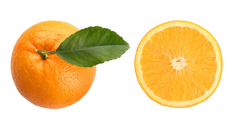 Tasty ripe oranges on white background, top view. Banner design