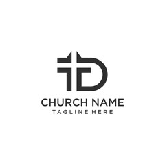 Abstract T D letter logo. Premium vector church logo design.