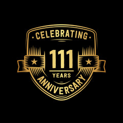 111 years anniversary celebration shield design template. Vector and illustration.
