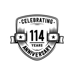 114 years anniversary celebration shield design template. Vector and illustration.
