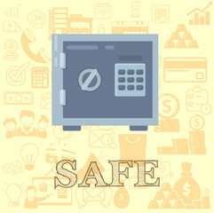 bank safe vector flat illustration, safe business money vector illustration