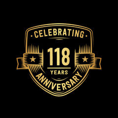 Fototapeta premium 118 years anniversary celebration shield design template. Vector and illustration. 