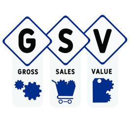 GSV - Gross Sales Value acronym. business concept background.  vector illustration concept with keywords and icons. lettering illustration with icons for web banner, flyer, landing page