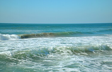 waves on the sea, waves on the beach, beach, sea, ocean, water, sand, sky, coast, blue, wave, waves, summer, nature, landscape, tropical, travel, vacation, surf, outdoor, paradise