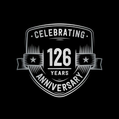 126 years anniversary celebration shield design template. Vector and illustration.

