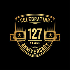 127 years anniversary celebration shield design template. Vector and illustration.
