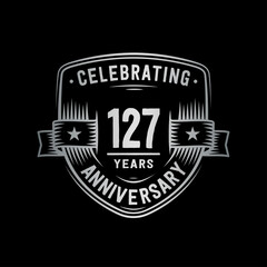 127 years anniversary celebration shield design template. Vector and illustration.
