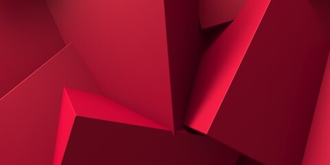 Red chaotic cubes structure. Abstract design background