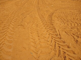 Tyre tracks on the sand