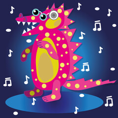 Pink music-loving dinosaur 
