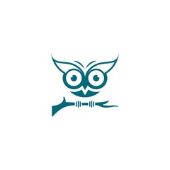 owl standing on a tree branch icon vector , owl icon , owl logo vector , cute owl vector template