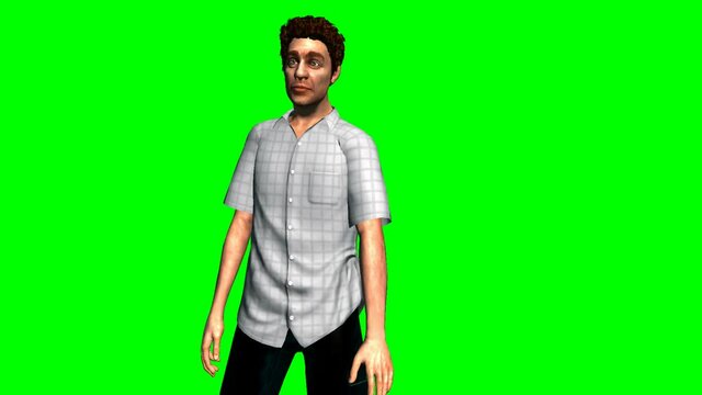  Confused man looking around green screen medium shot