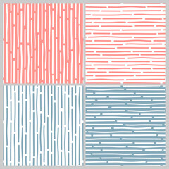 Vector seamless striped pattern in abstract style on a blue background.