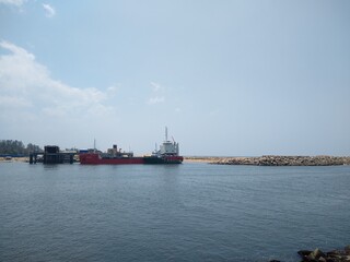 Muthalapozhi sea port, heavy machinery, seascape view, Thiruvananthapuram Kerala