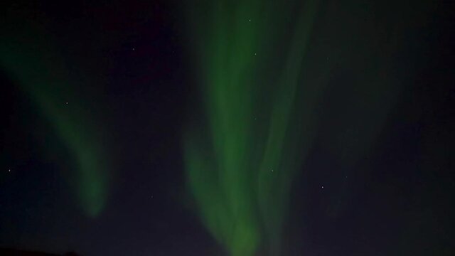 Strong Northern Lights Arch above Grundarfjordur Town In West Iceland - real time video.