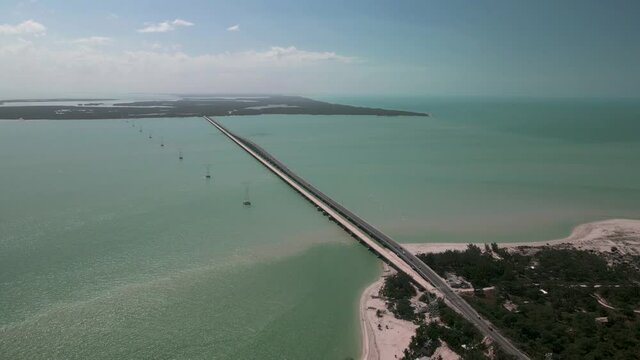 Drone view of Bahia the Terminos entrance in Campeche