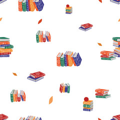 Cozy modern seamless pattern with books