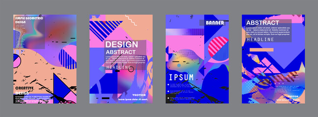 Abstract background creative cover set. Can be used for Collage page, greeting card, invitation, brochure brush strokes style, banner idea, book cover, booklet print, phone case print, Eps10 vector.