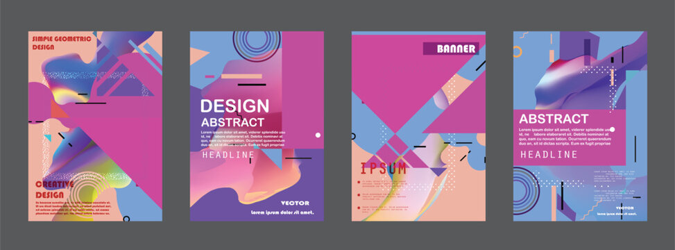 Abstract background creative cover set. Can be used for Collage page, greeting card, invitation, brochure brush strokes style, banner idea, book cover, booklet print, phone case print, Eps10 vector.