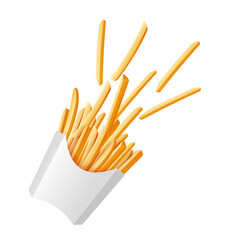 Paper box with french fries potato, realistic vector illustration isolated.
