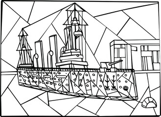 The cruiser of St. Petersburg. The cruiser became one of the main symbols of the October Revolution in Russia.