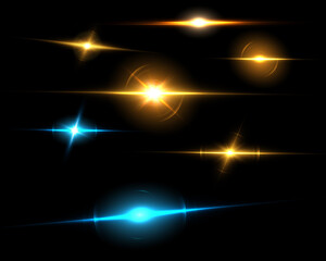 Illustration of Vector Lens Flare Effect. Transparent Vector Glow Lens Flare Ray Effect. Futuristic Interface Technology Infographic Template