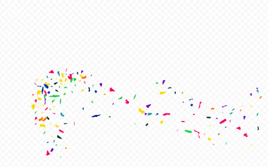 White Colored Paper Decoration Transparent Background. Fun Confetti Banner. Abstract Paint Texture. Rainbow Elements Vector Wallpaper.