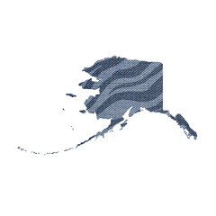 Political divisions of the US. Patriotic denim clip art. Element with safari tiger skin print. State Alaska