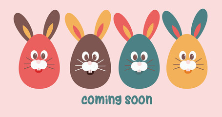 Colorful easter bunny eggs set vector illustration