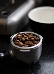 coffee beans in a cup