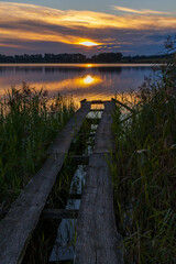 Fototapeta na wymiar Sunset in nature reserve Rezabinec in Southern Bohemia, Czech Republic