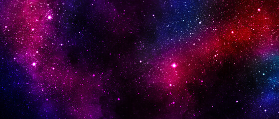 Fototapeta premium Abstract cosmic blue and purple background with stars and nebulae. Colorful stellar universe