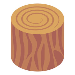 
isometric design of wood cutting stump, timber icon.

