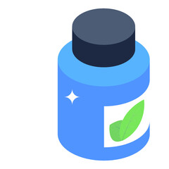 
Isometric design, icon of herbal bottle

