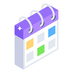 
Calendar icon in isometric design 

