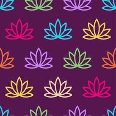 Fototapeta na wymiar Lotus seamless pattern. Floral background. Oriental ornament. Vector colorful background.