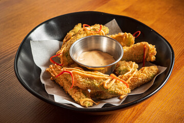 deep fried vegetables with sauce
