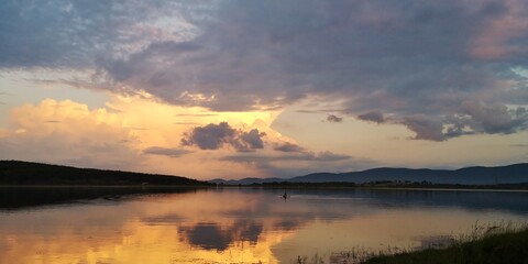 sunset over the lake