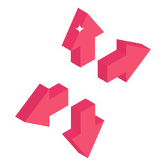 
An icon of arrows in isometric style 

