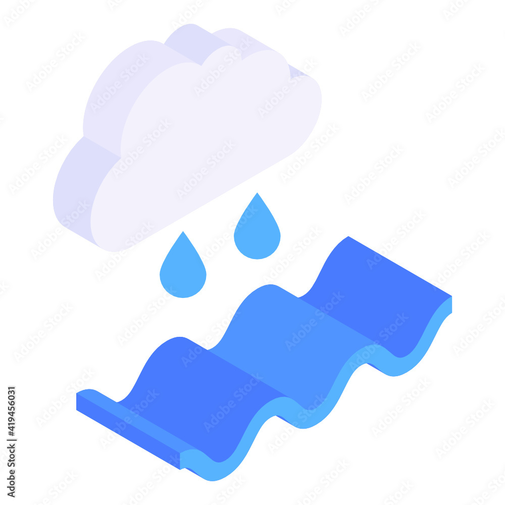 Canvas Prints 
Cloud with drops denoting isometric icon of raining 

