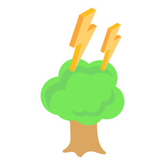 
Tree with wind denoting isometric icon of conifer windbreak 

