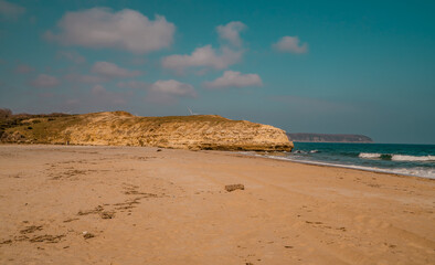 Beautiful sunset view of an empty beach in the Black Sea town of Kiyikoy in Northwestern Turkey