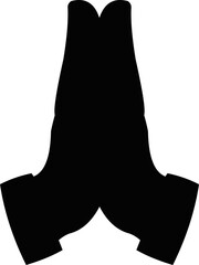 Vector illustration of black silhouette of hands in prayer position
