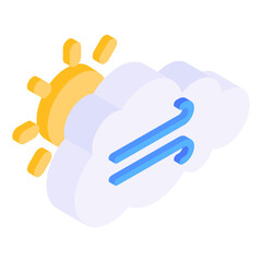 
A isometric design icon of blowy night 

