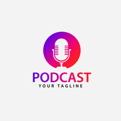 modern minimalistic podcast logo. Vector flat illustration