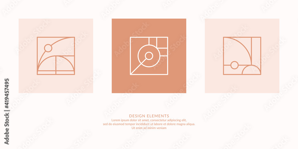 Aufkleber a set of geometric emblems. abstract compositions. vector elements.