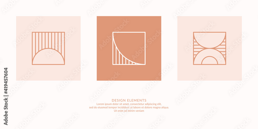 Poster a set of geometric emblems. abstract compositions. vector elements.
