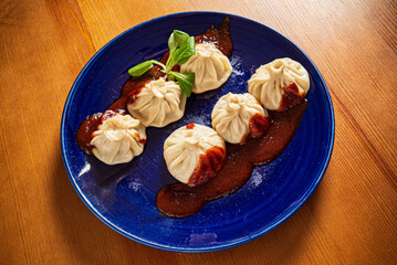Dumplings. Traditional meat dish of Central Asian cuisine