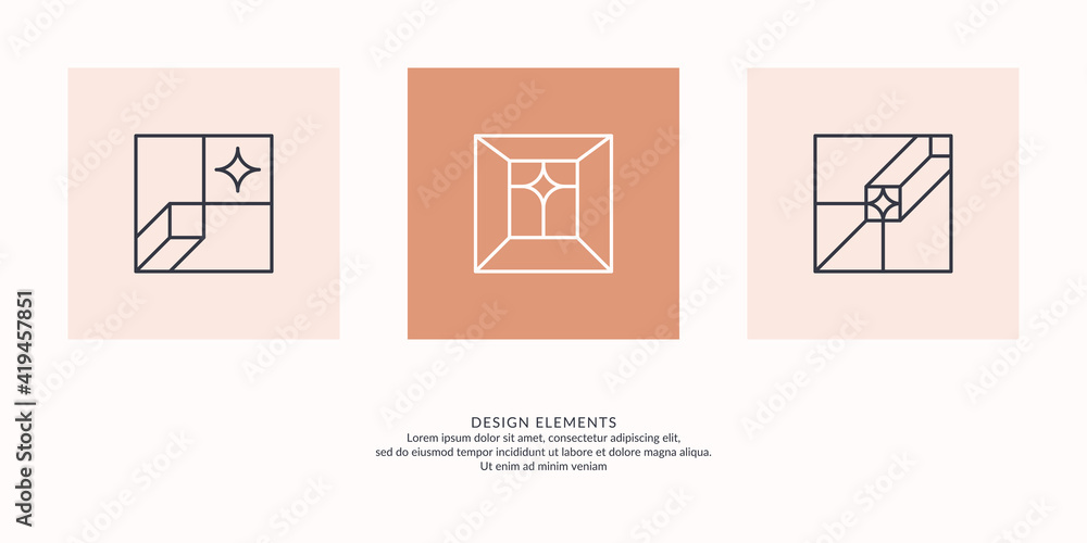 Aufkleber a set of geometric emblems. abstract compositions. vector elements.